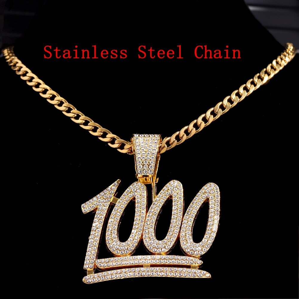 1000 Pendant - Icefall - Gold Steel Cuban