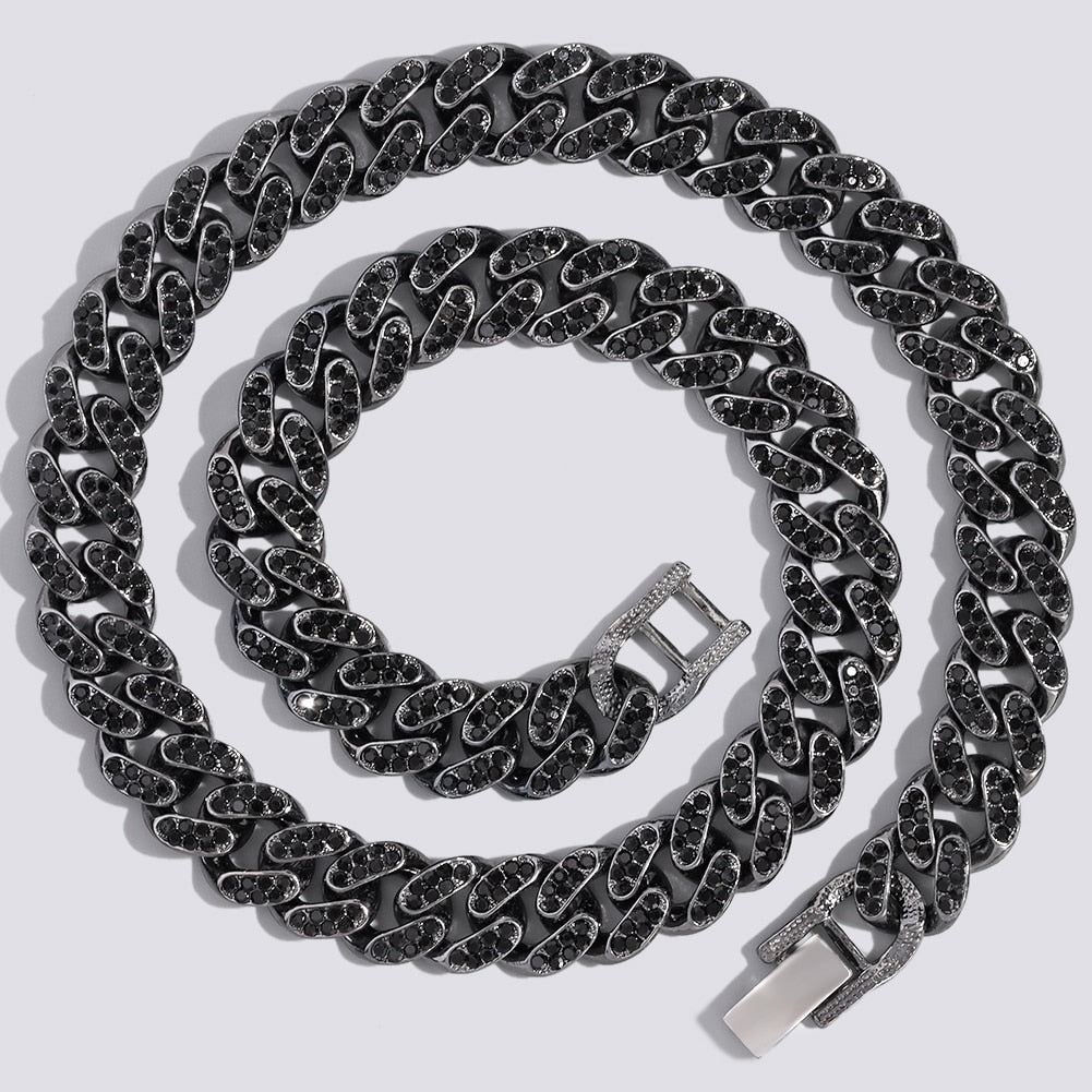 13mm Cuban Chain - Icefall - Black