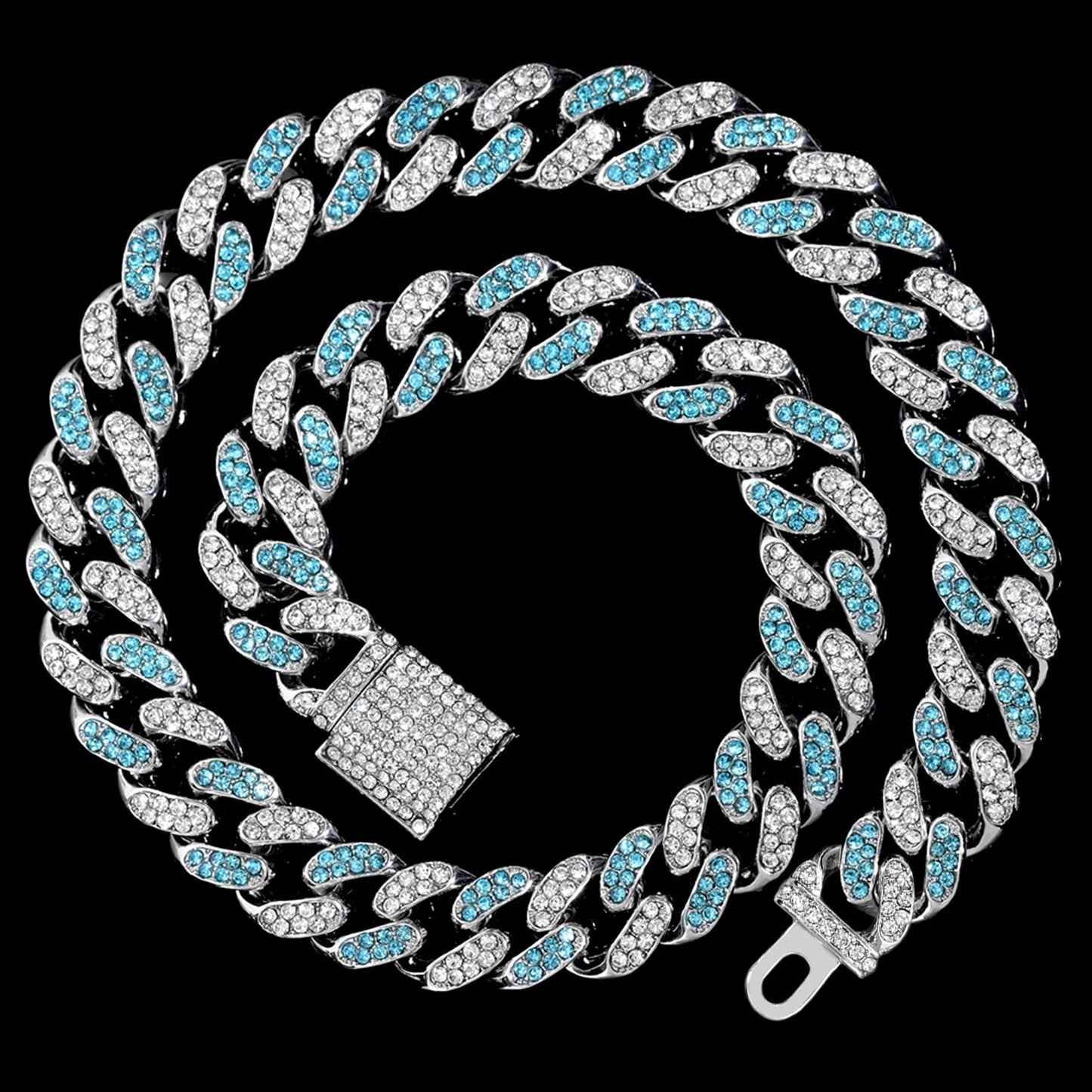 13mm Cuban Chain - Icefall - Turquoise + White