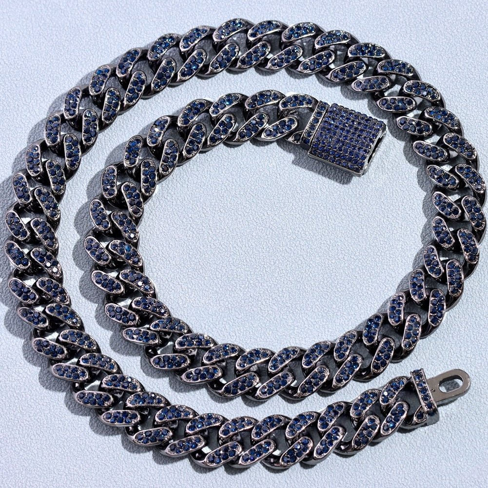 13mm Cuban Chain - Icefall - Blue