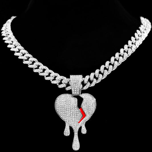 Broken Dripping Heart Pendant - Icefall