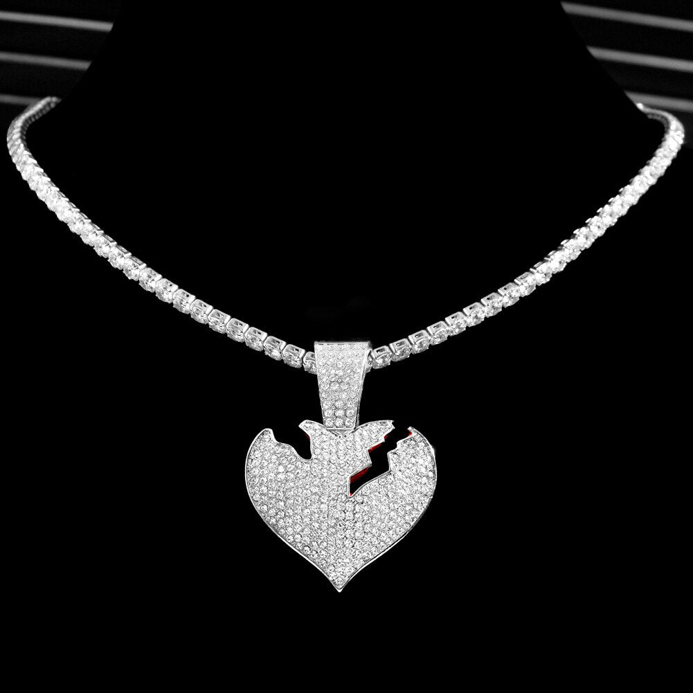 Cracked Heart Pendant - Icefall