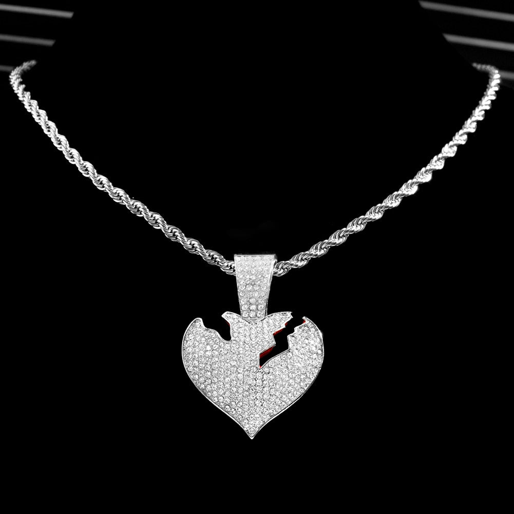 Cracked Heart Pendant - Icefall