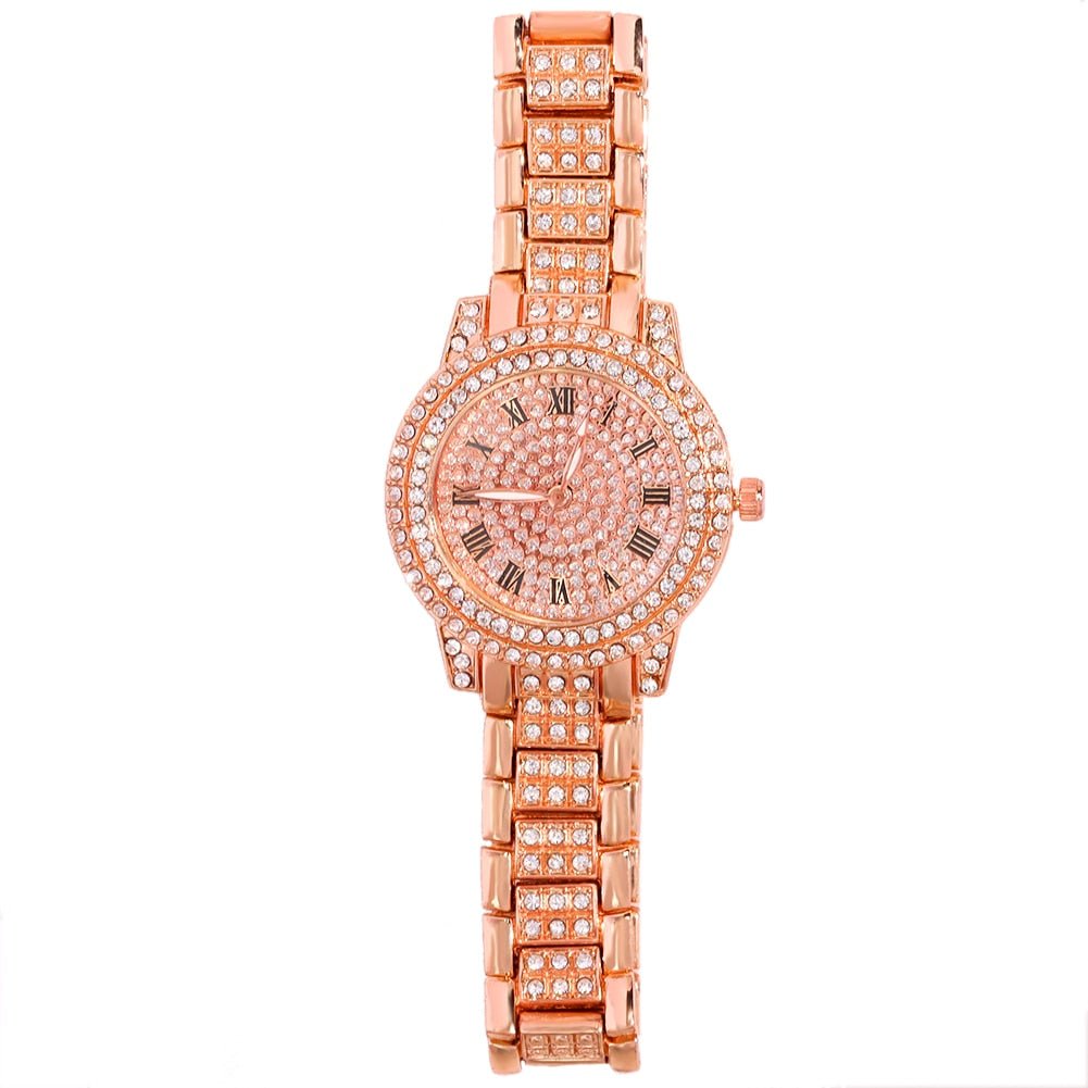 Iced Roman Numerals Watch - Icefall - Rose