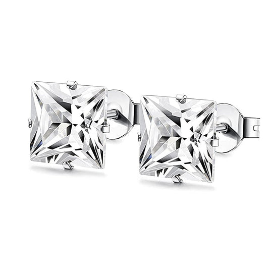 Princess Cut Earrings Silver - Icefall