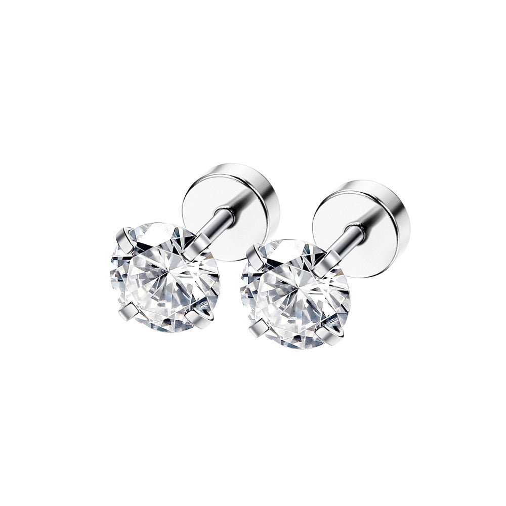 Round Cut Earrings Silver - Icefall