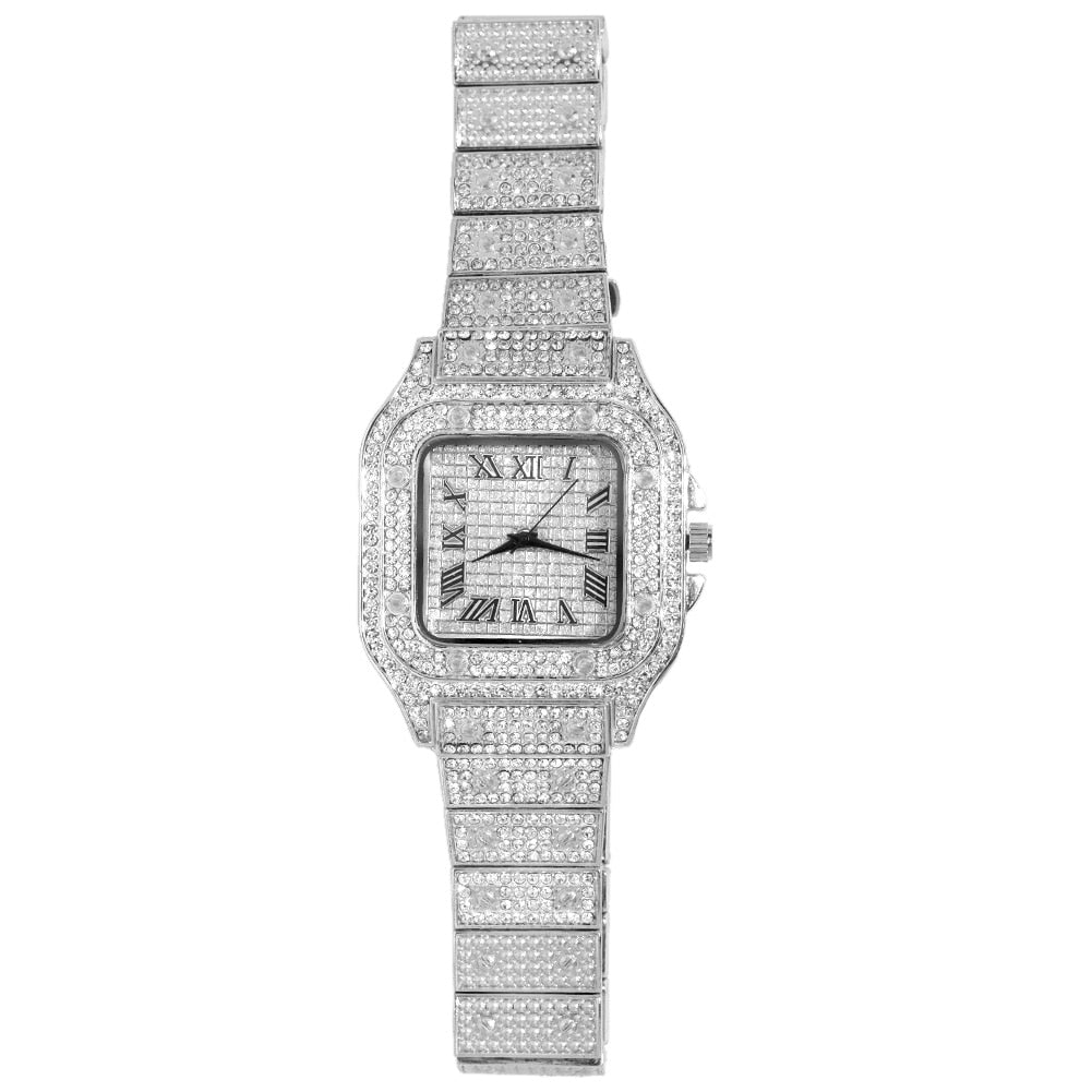 Square Roman Numerals Watch - Icefall - Silver